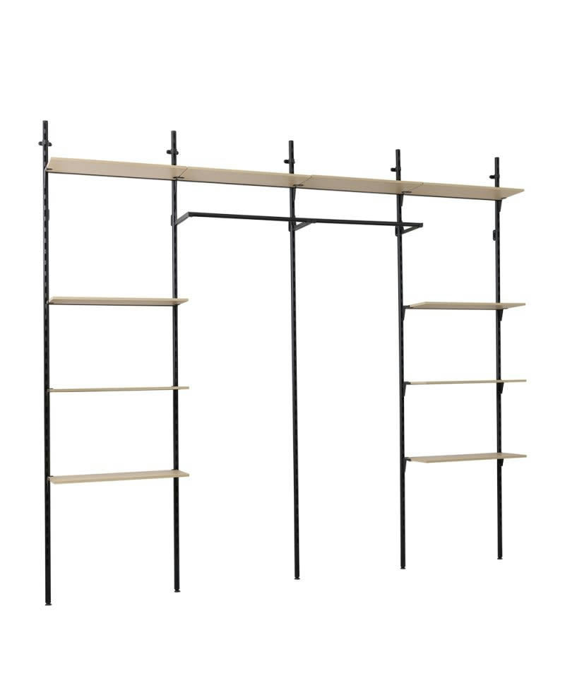 KALI - Dressing ouvert modulable en bois et métal - Noir