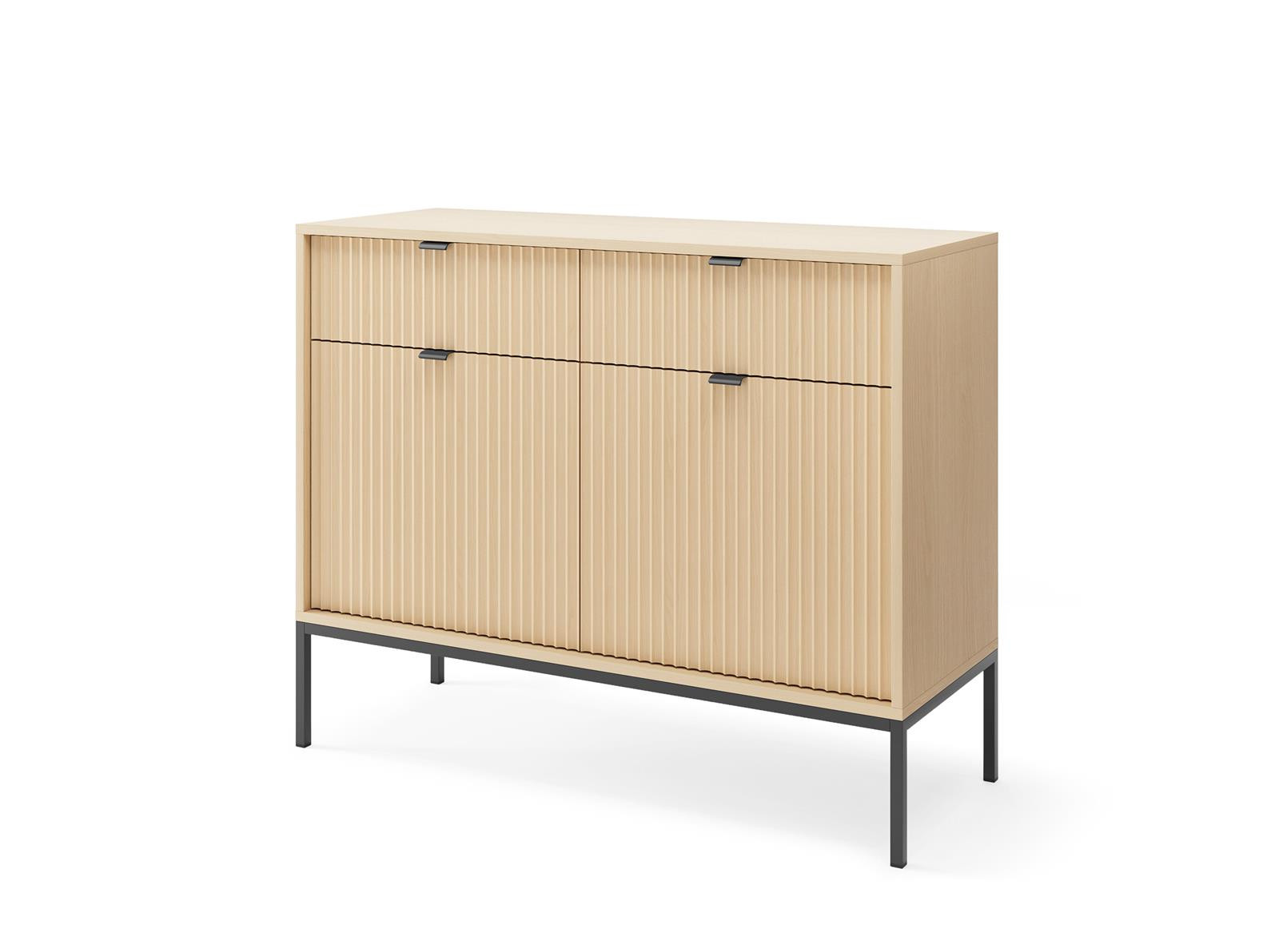 Komoda dwudrzwiowa z szufladami Nova 104cm Dąb Vicenza na Czarnych nogach