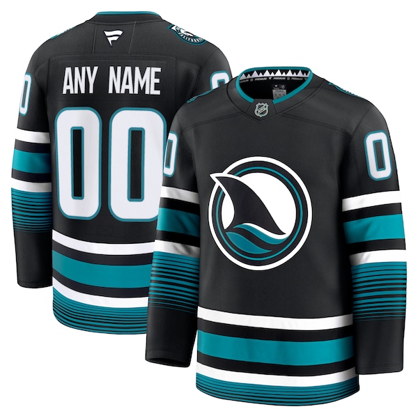 San Jose Sharks  Alternate Premium Custom Jersey - Black/Teal