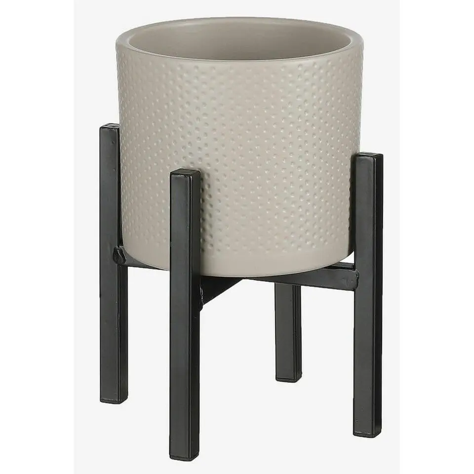 Mica Decorations Plantenstandaard - metaal - zwart - 16 x 14 cm