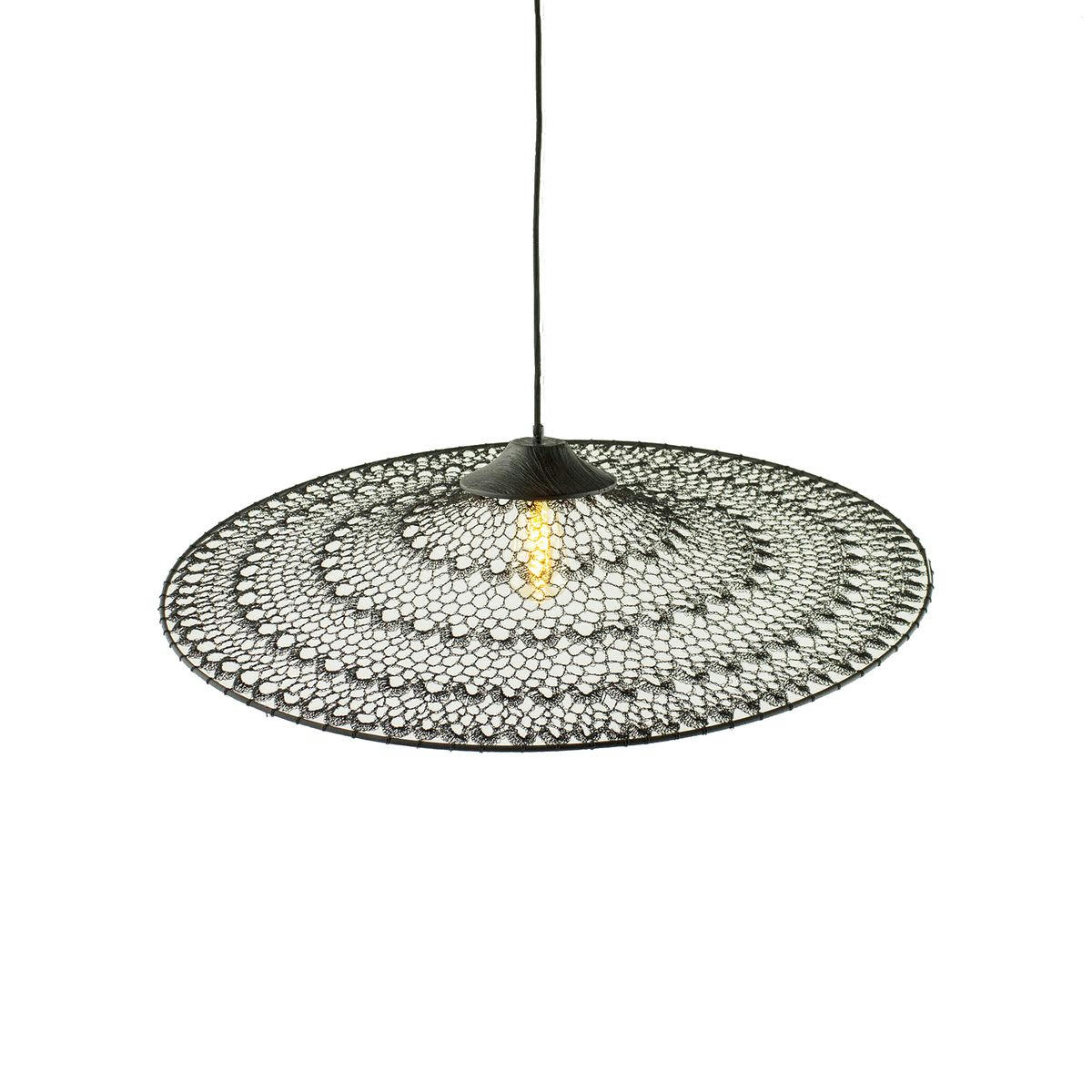 IRAWA - Suspension en métal noir crocheté à la main Ø80cm