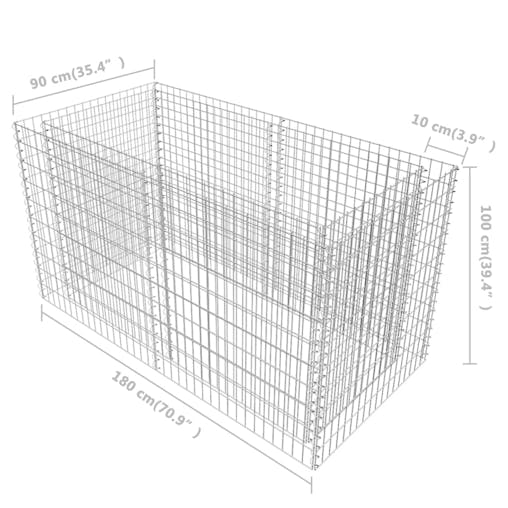 NNEVL Gabion Raised Bed Steel 180x90x100 cm Silver