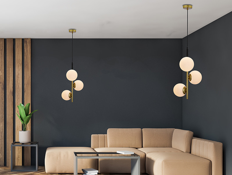 Lampa wisząca Duo 3-punktowa metalowa czarna