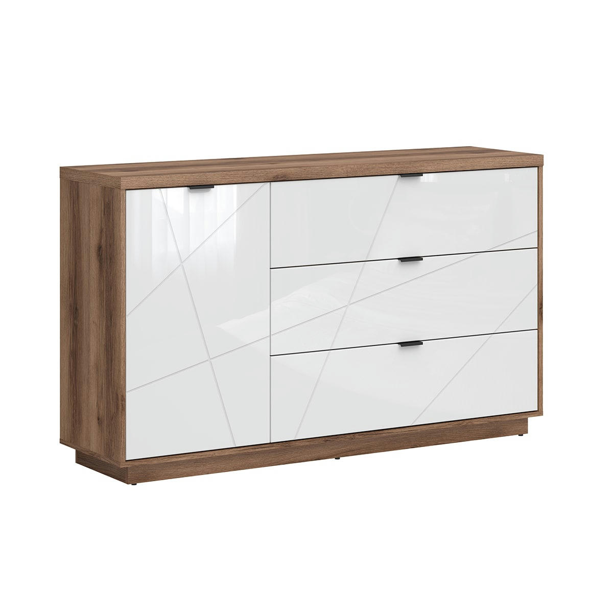 - Buffet 3 tiroirs 1 porte blanc et naturel