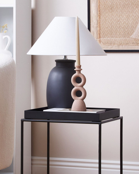 Świecznik dekoracja na stół porcelanowy beżowy