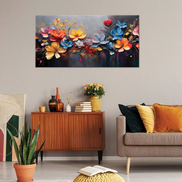 Feeby Obraz na płótnie, Malowana Kompozycja Kwiatów 120x60