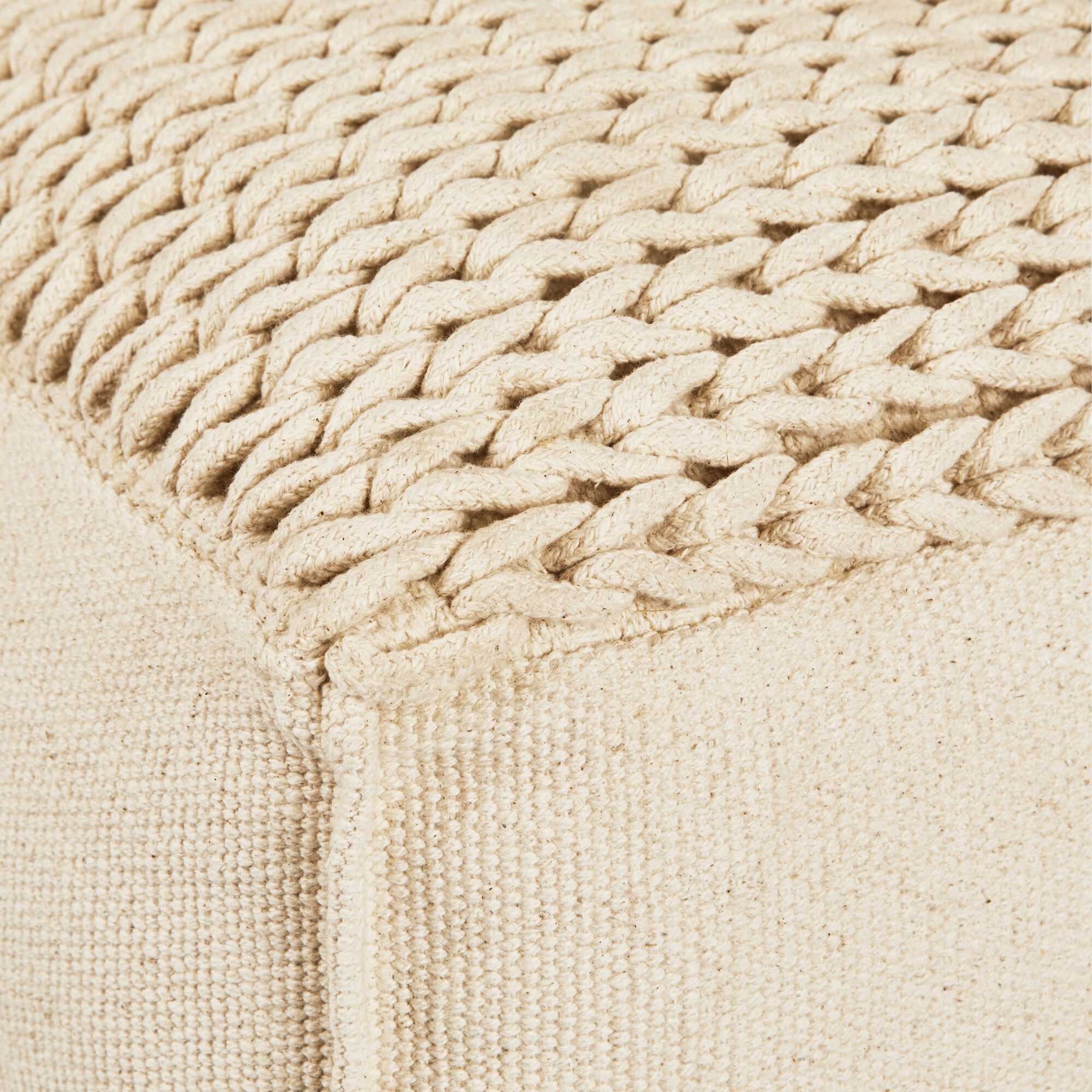 IAN - Pouf cubique en coton - beige D50xH28cm