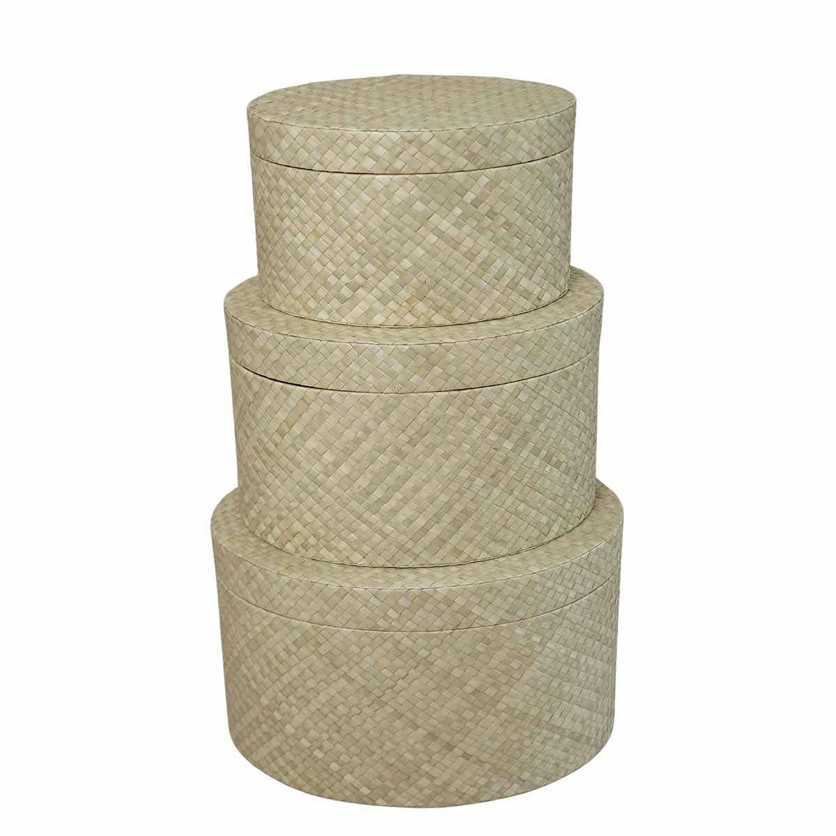 WAYAN - Set de 3 boîtes ovales en pandan