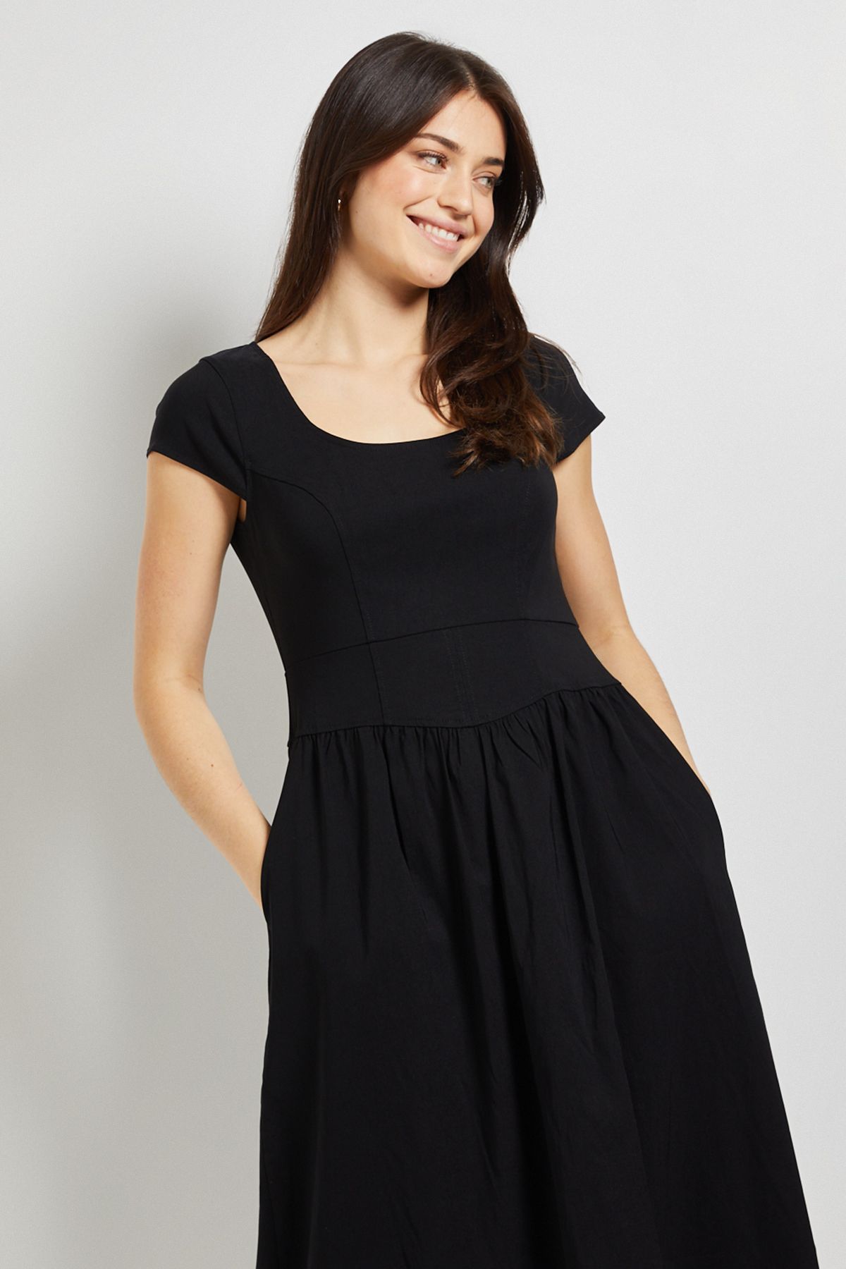 Dorothy Perkins Bengaline Scoop Neck Waisted Midi Dress