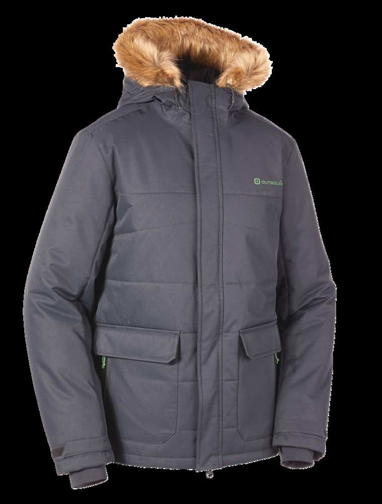 Outbound Men's Holloway Insulated Hooded Winter Parka Jacket Water-Resistant, Black