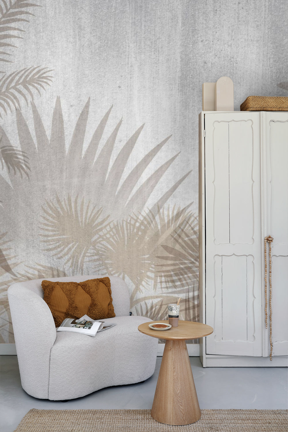 Sanders & Sanders fotobehang tropische planten grijs en beige - 360 x 254 cm - 601162