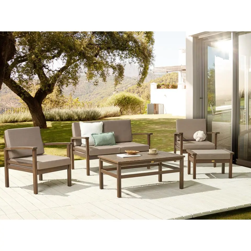 MANILA II - Loungeset voor 4 - Donker houtkleur - Acaciahout