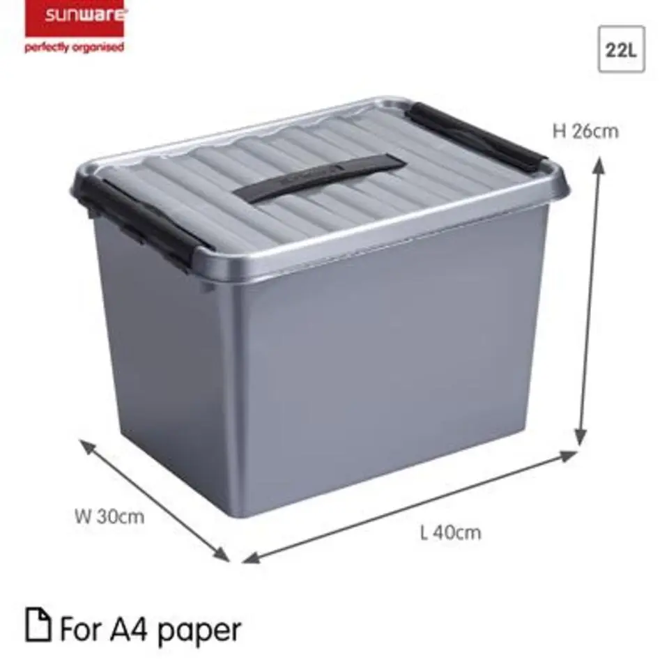 Q-line opbergbox 22L metaal zwart