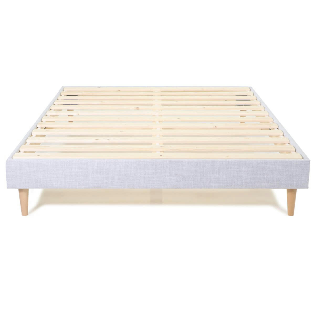 DINA - Lit adulte 140x190 cm en tissu gris clair
