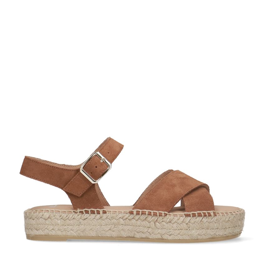 Manfield Cognac suède sandalen
