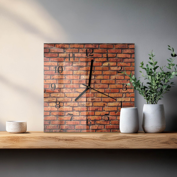 Artystyczny zegar 30x30 Ściana z Cegieł nowoczesny do salonu