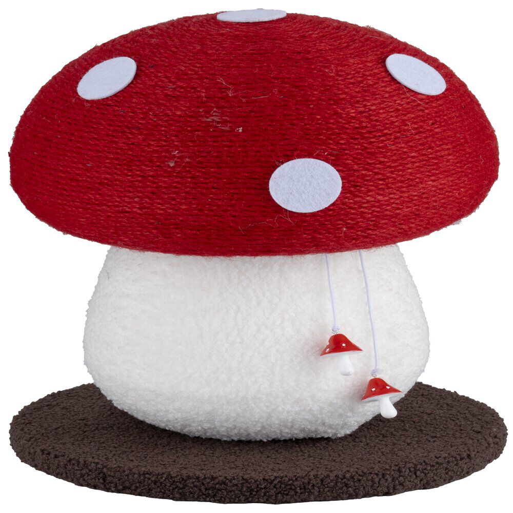 Griffoir pour chat forme champignon rouge et blanc Ø28xH34cm