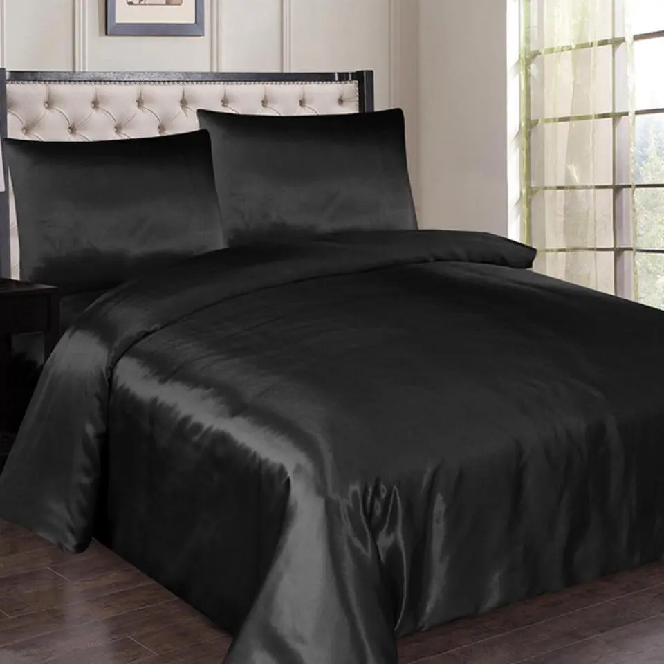 Glanzend Satijnen Dekbedovertrek Beauty Silk Zwart-Lits-jumeaux (240 x 200/22...