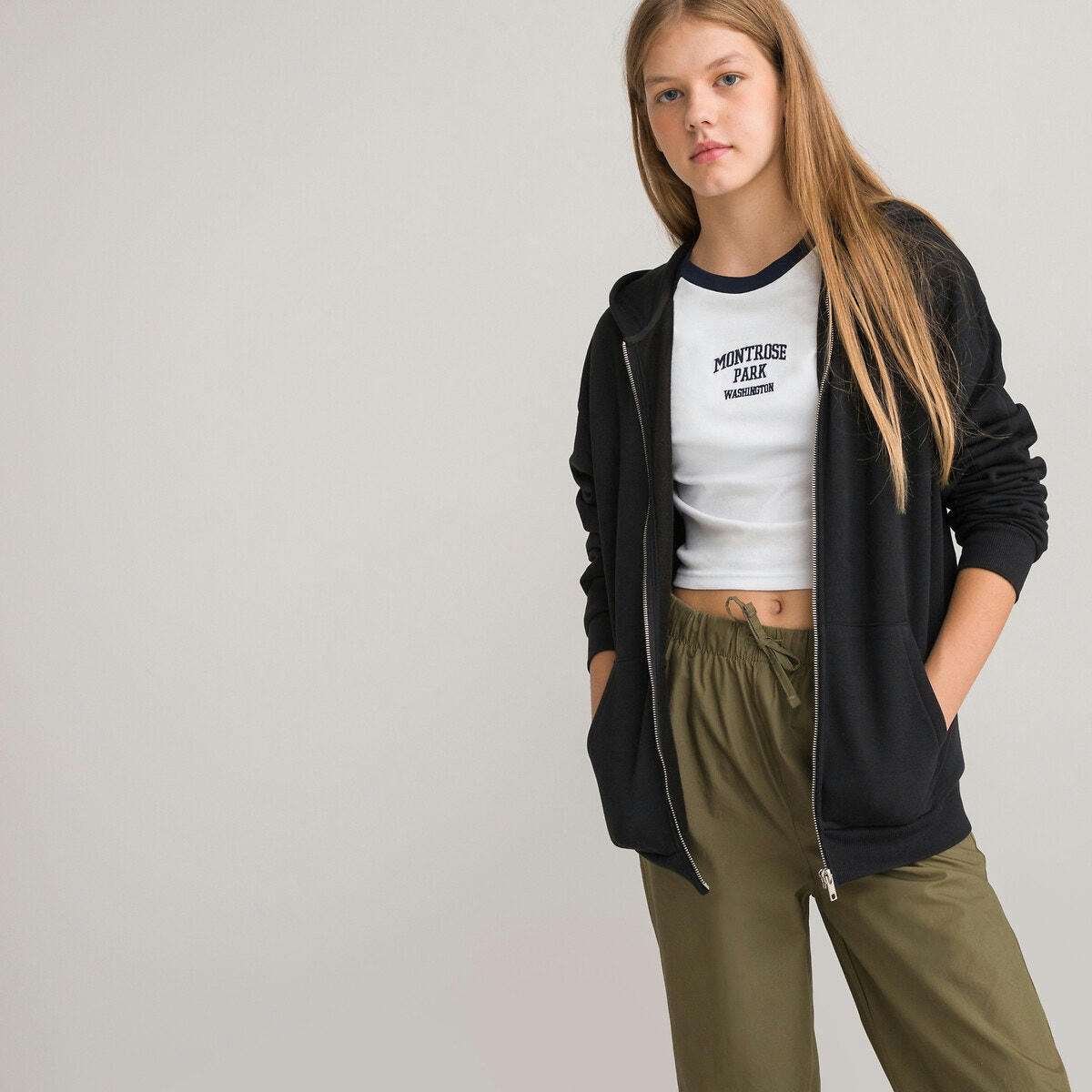 Sweat zippé à capuche oversize en molleton unisexe