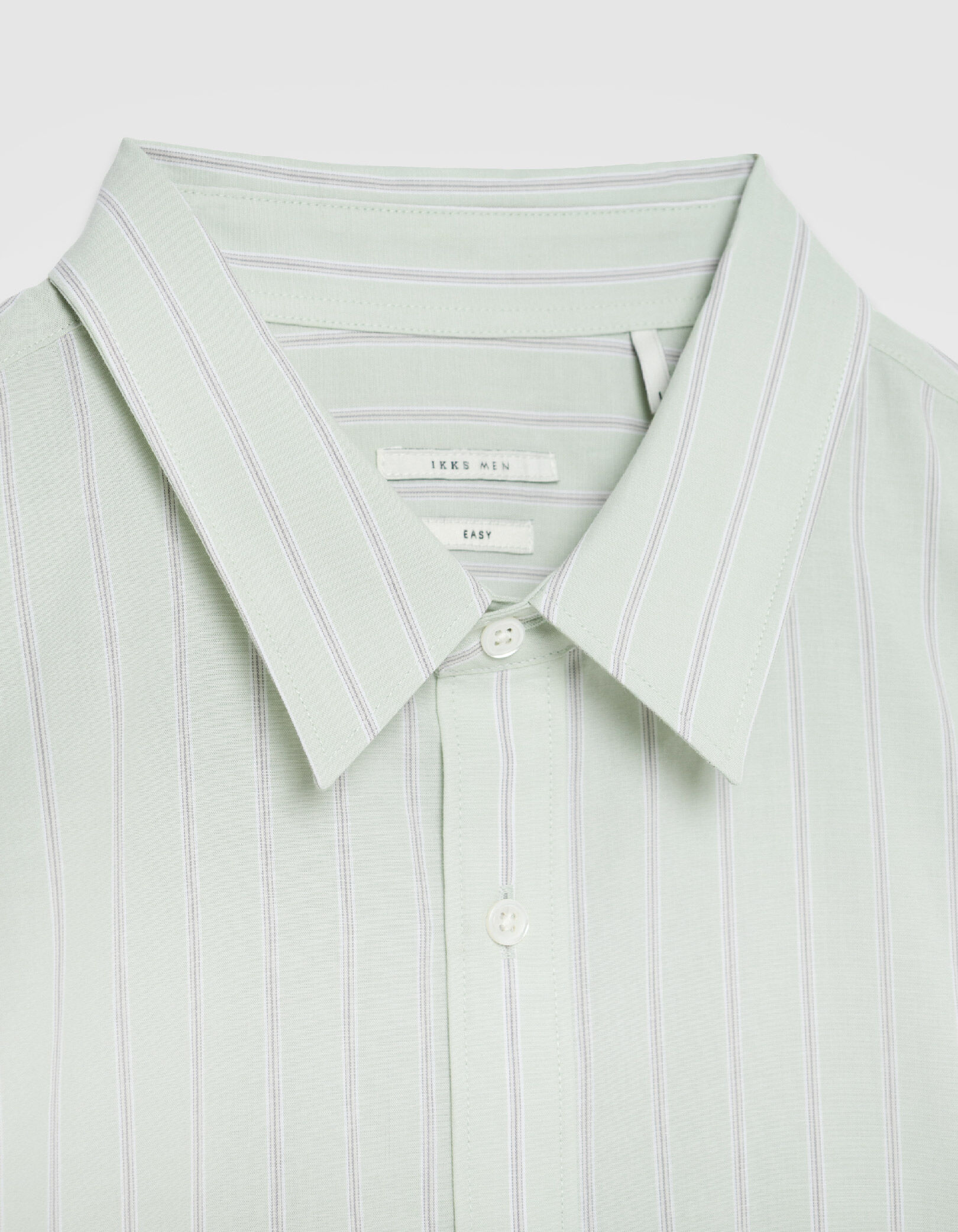 Chemise regular verte coton bio motif rayures Homme