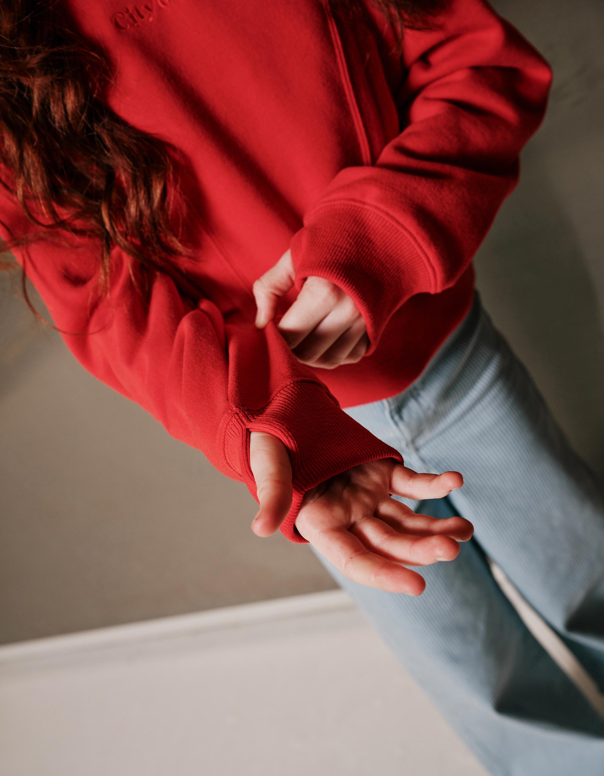 Sweatshirt com Capuz, Menina, Vermelho