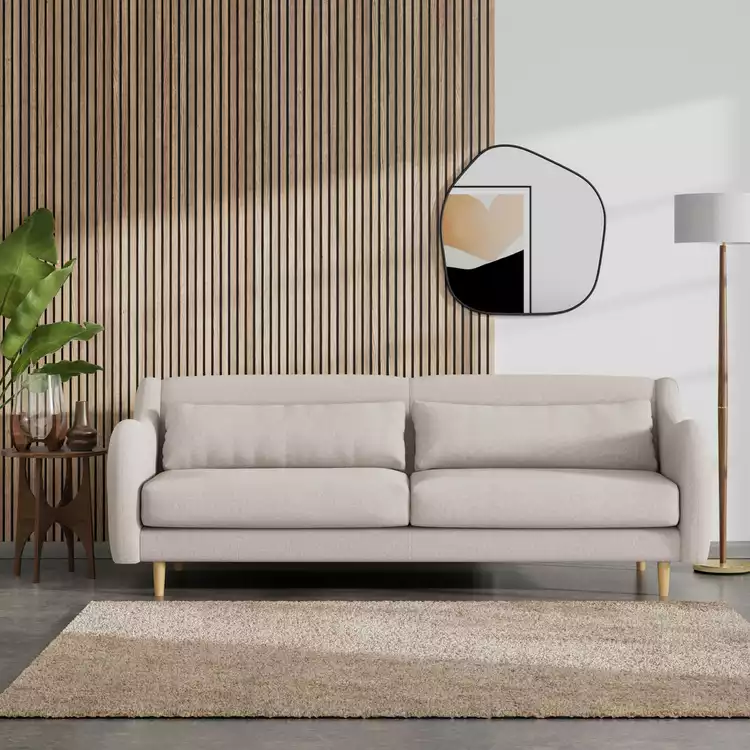 Habitat Turnmill Fabric 4 Seater Sofa - Stone - Ash Leg