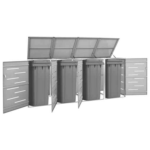 NNEVL Quadruple Wheelie Bin Shed 276.5x77.5x115.5 cm Stainless Steel