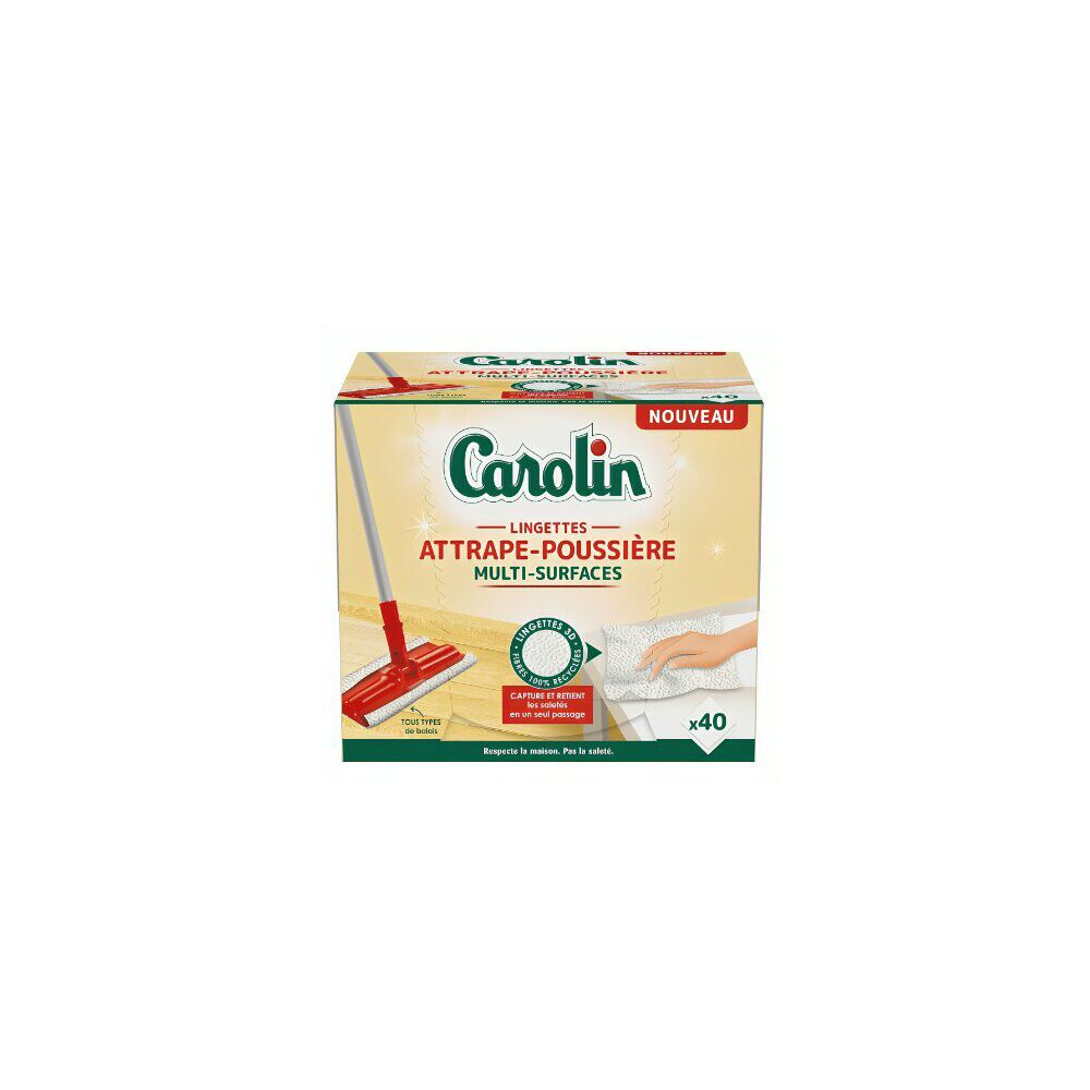 Lingettes multisurface Carolin attrape-poussière 40 feuilles