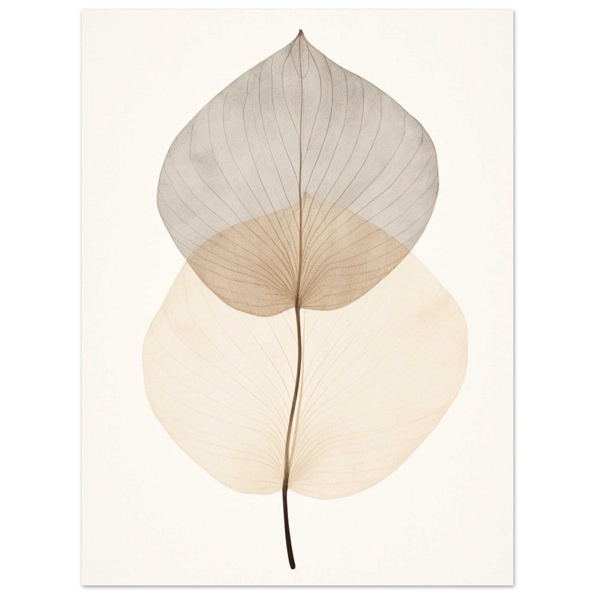 Artfulprints Poster Japandi leaf  - 30x40 cm - Taupe