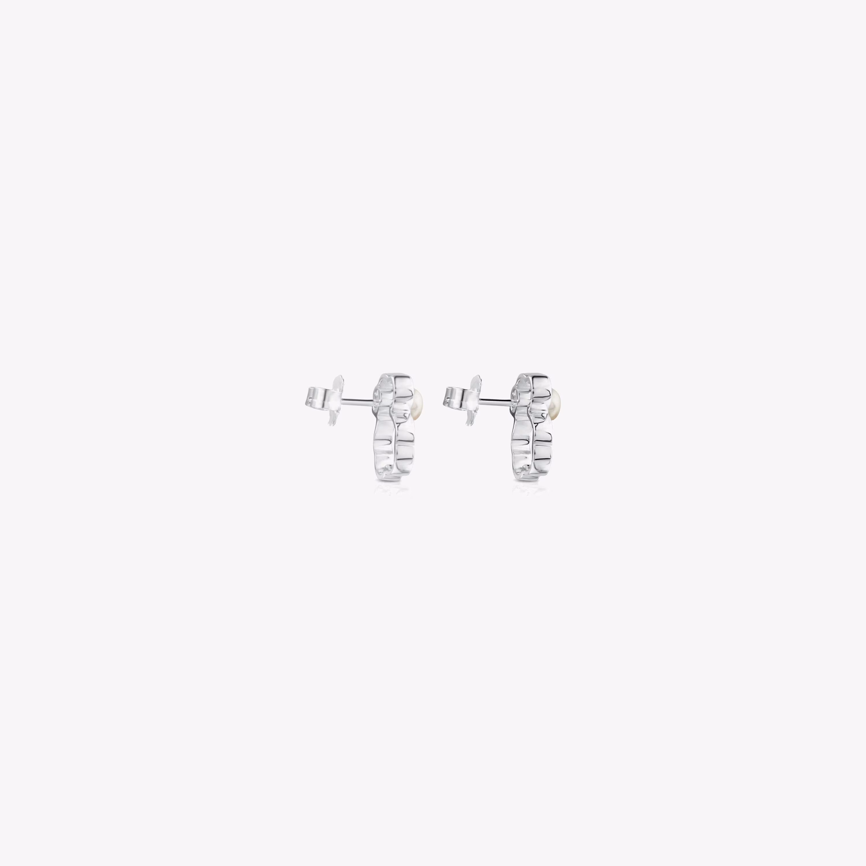Pendientes de plata con perla cultivada 1,4cm Silueta
