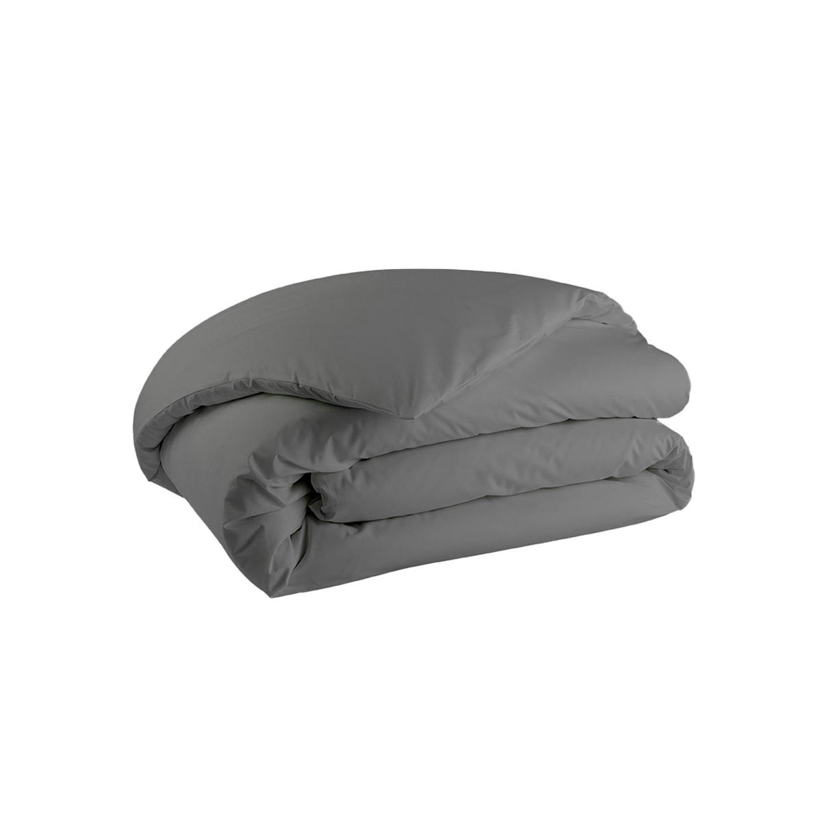 PREMIÈRE - Housse de couette en percale de coton gris 260x240