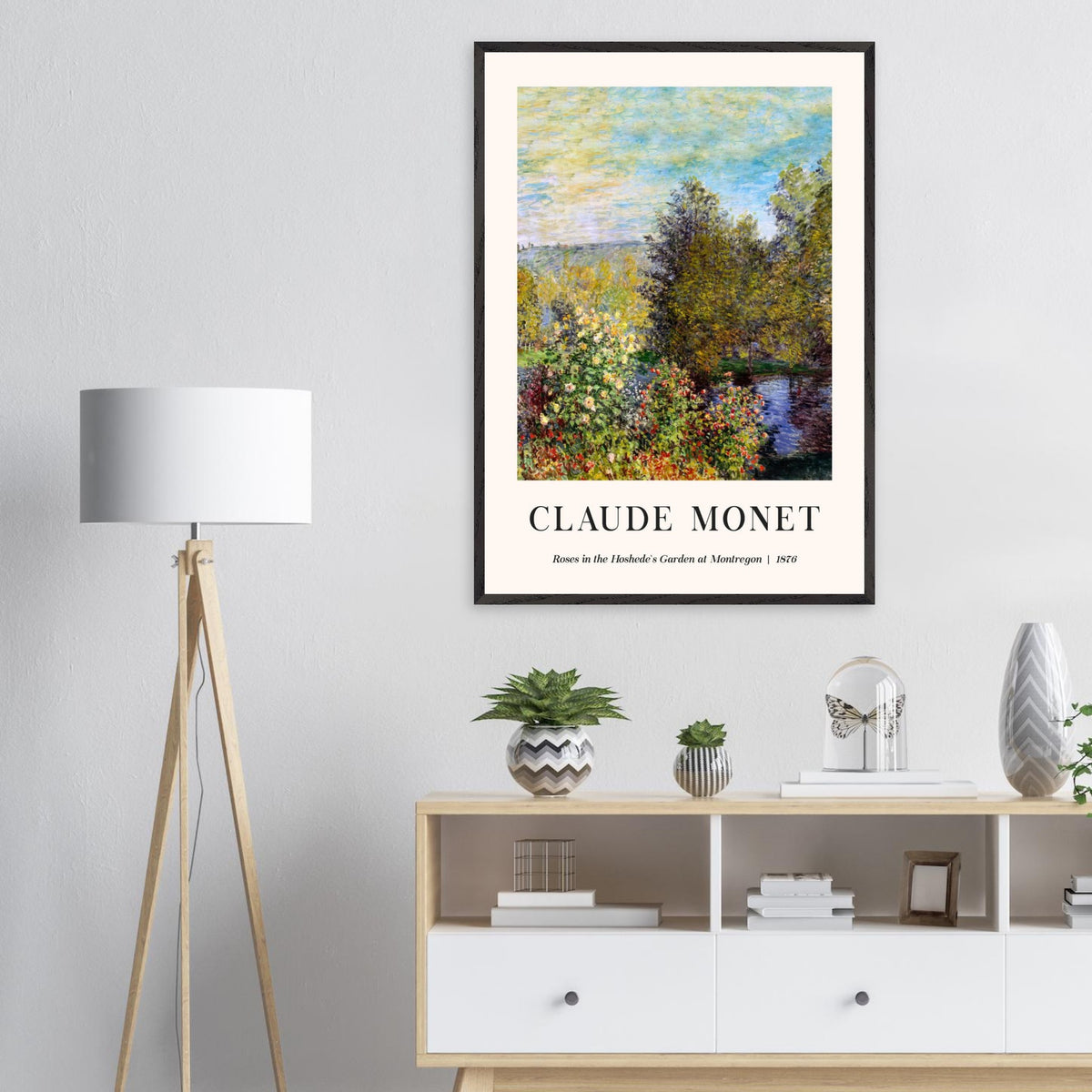 Artfulprints Poster Claude Monet - Roses in the hoshede's garden at Montregon  - 70x100 cm - Groen
