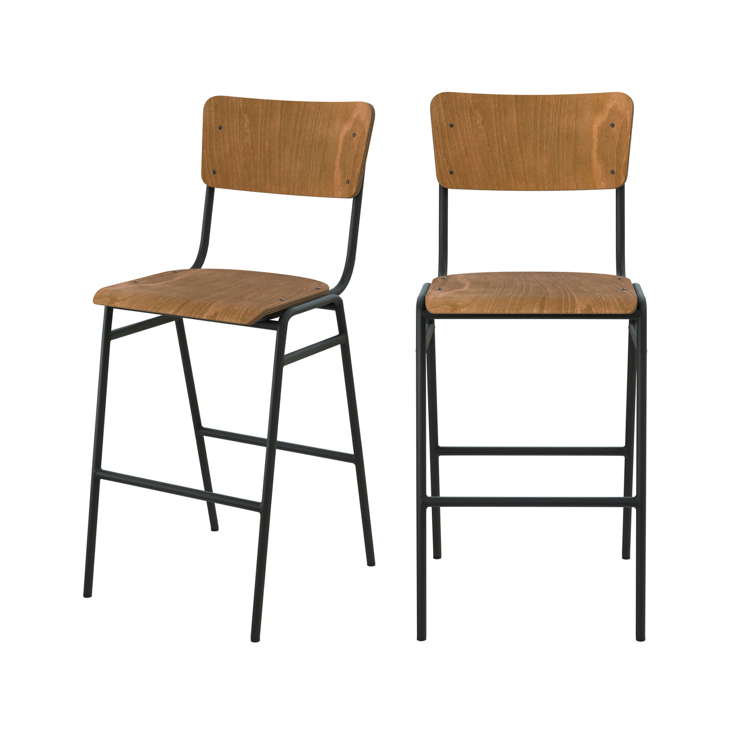 CLEM - Chaise de bar mi-hauteur 65 cm en bois (lot de 2)