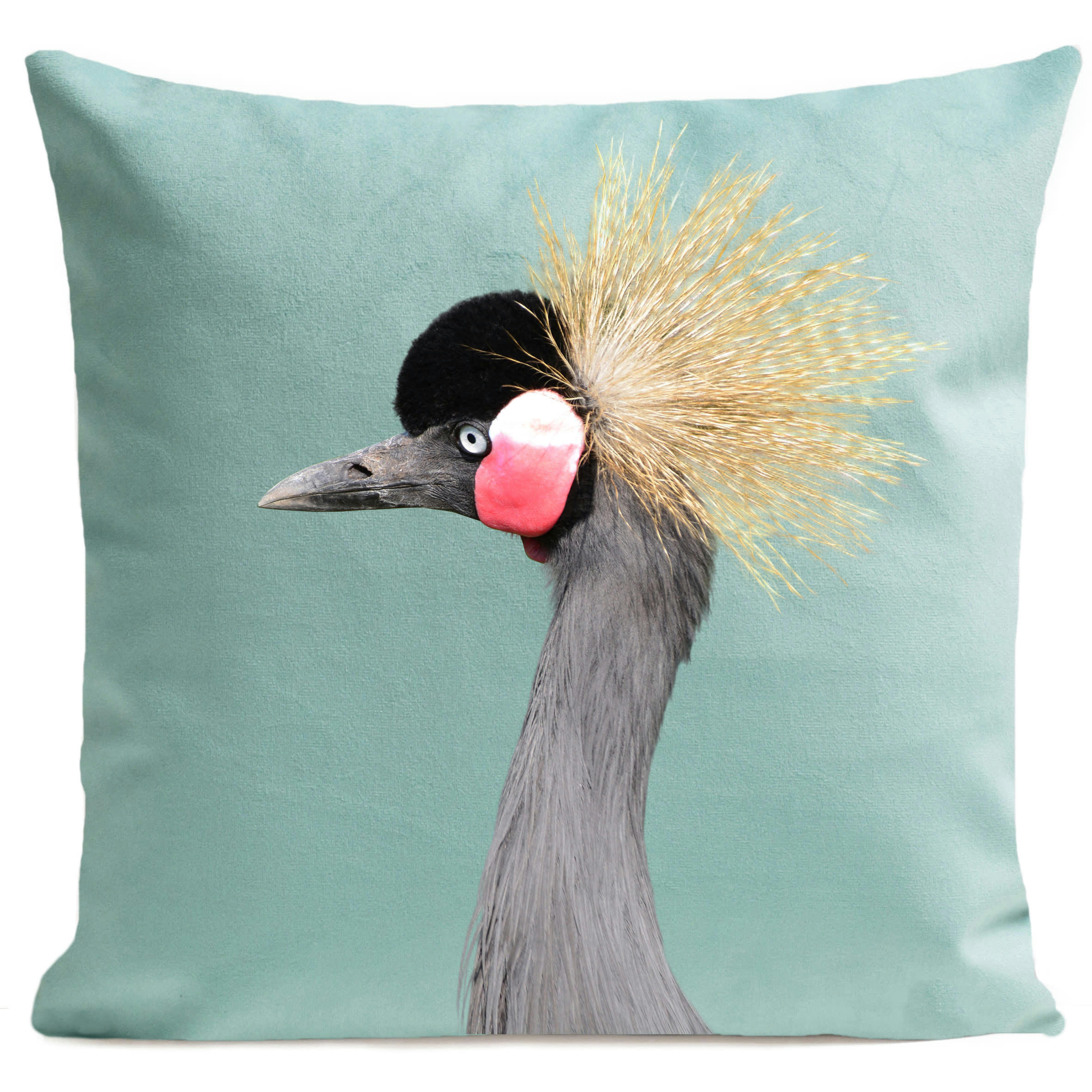 - Coussin campagne oiseau suédine bleu 40x40cm