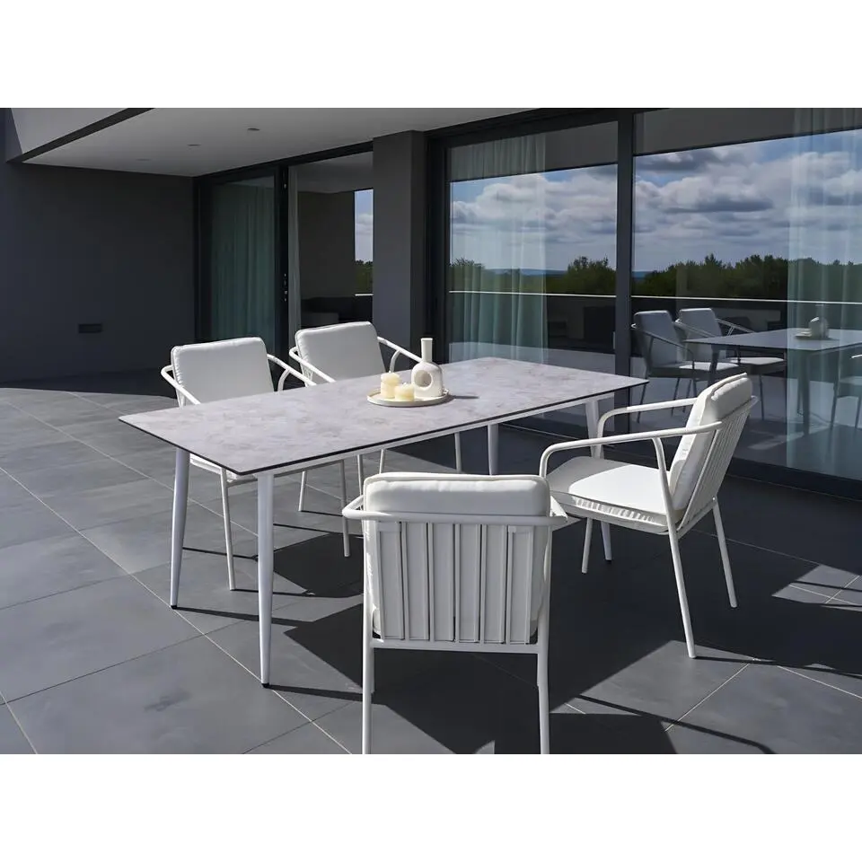 TOLENTINO - Tuintafel - Wit/Lichtgrijs - HPL/Aluminium