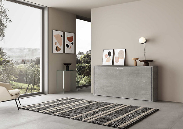 Lit Kando simple horizontal en ciment avec matelas