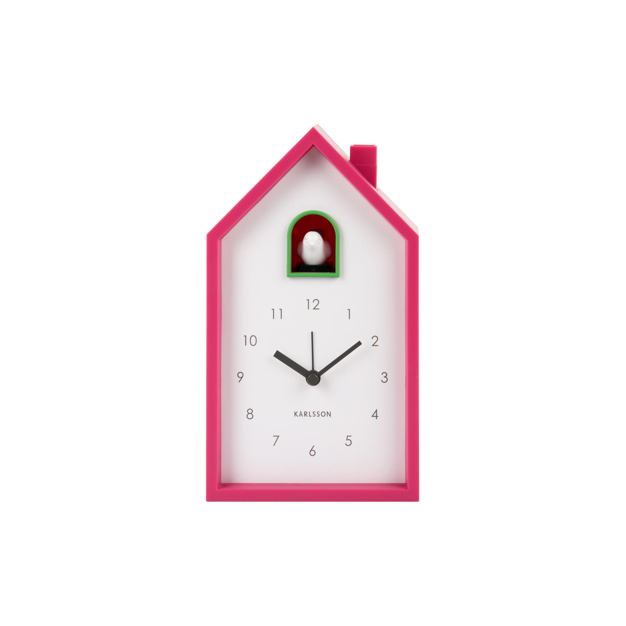 Karlsson wekker Modern Cuckoo - roze - 6x12x20cm
