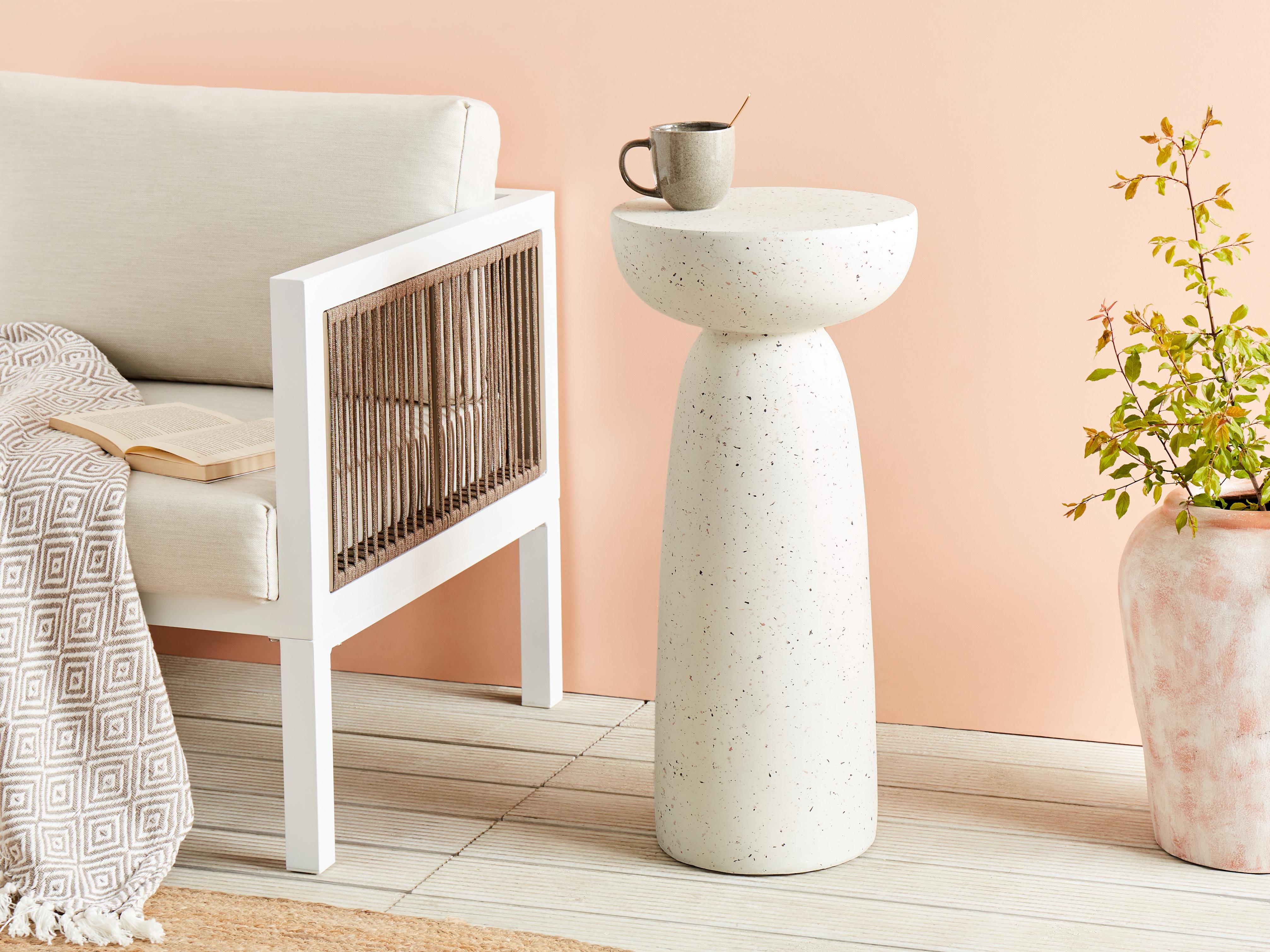 Side Table CADINI 33 cm 33 cm Terrazzo Effect White Terrazzo