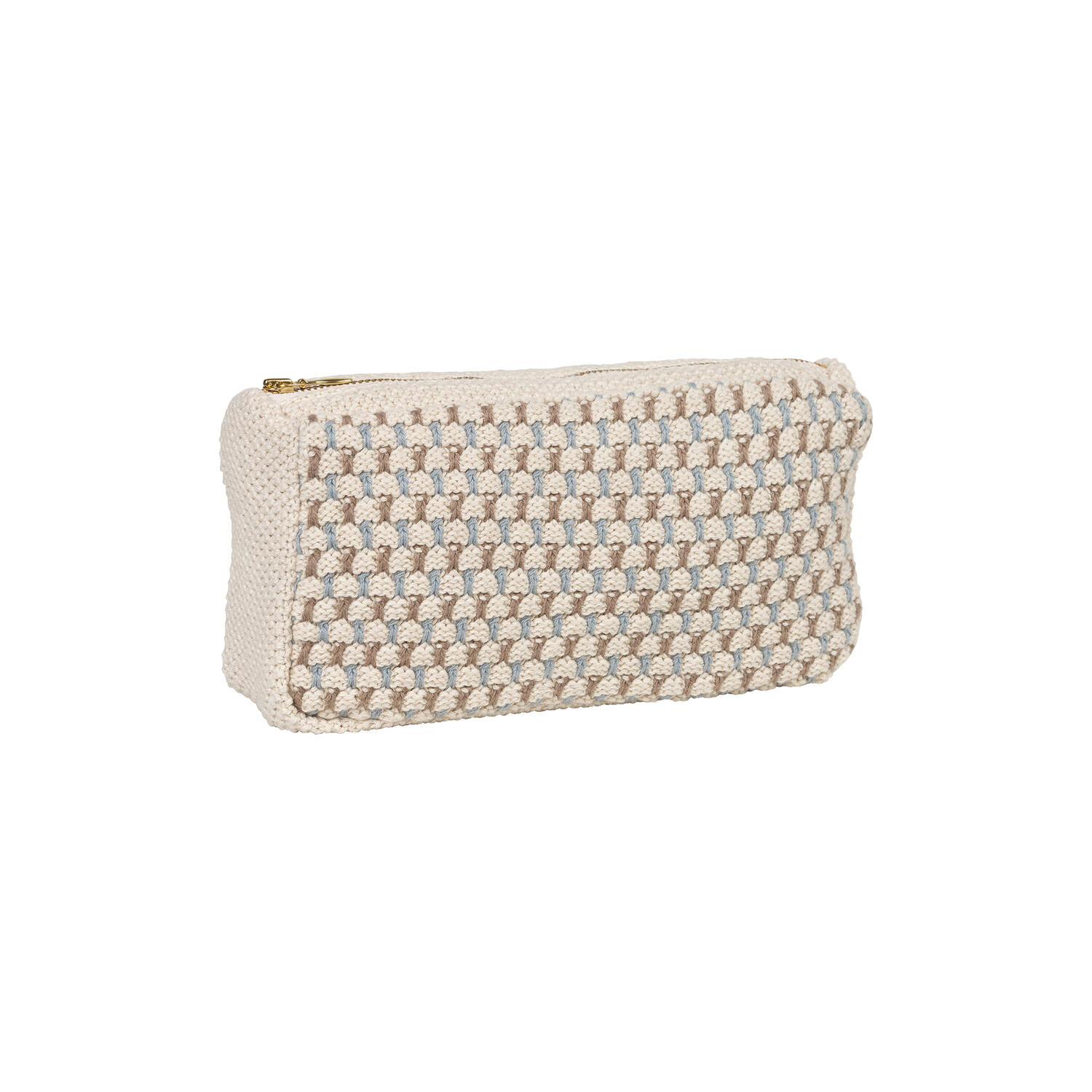 Strikket Clutch Multi, beige-blue-brown