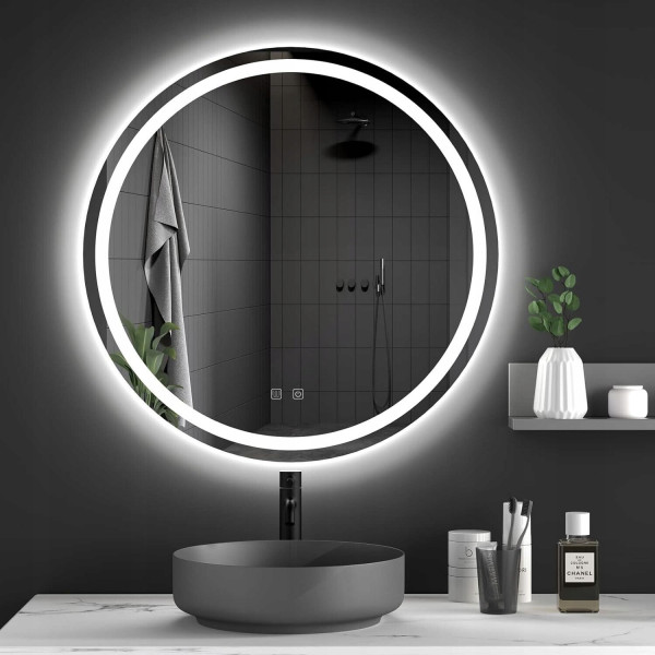 Lustro Okrągłe 60 Cm Z Podświetleniem Led Lustro Antypara