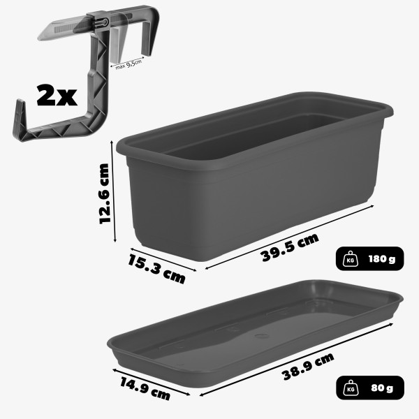 Kadax Skrzynka Balkonowa Doniczka 40cm z Uchwytami
