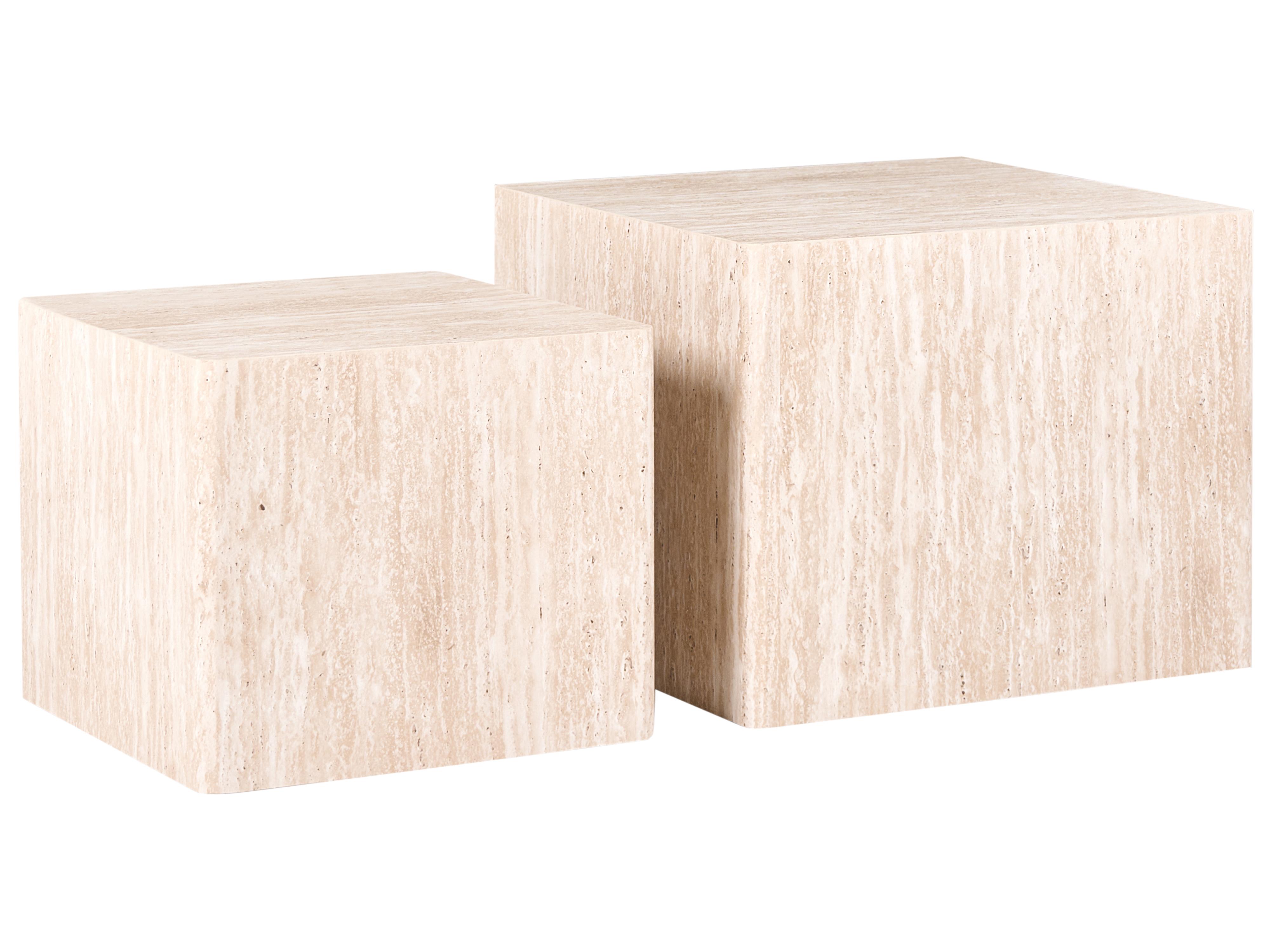 Set of 2 Coffee Tables TERO Travertine Effect