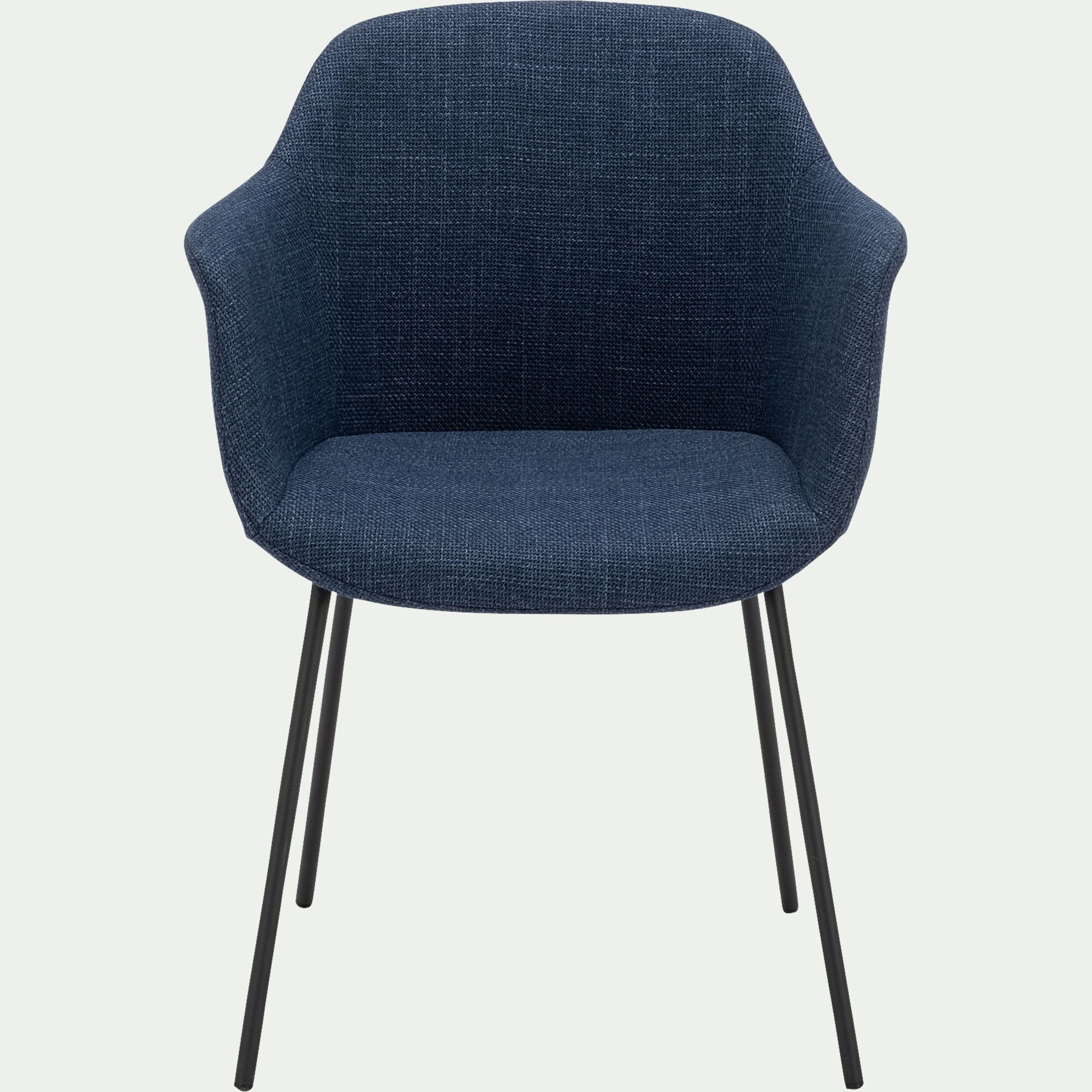 CHLOE - Chaise de repas avec accoudoirs en tissu - bleu figuerolles