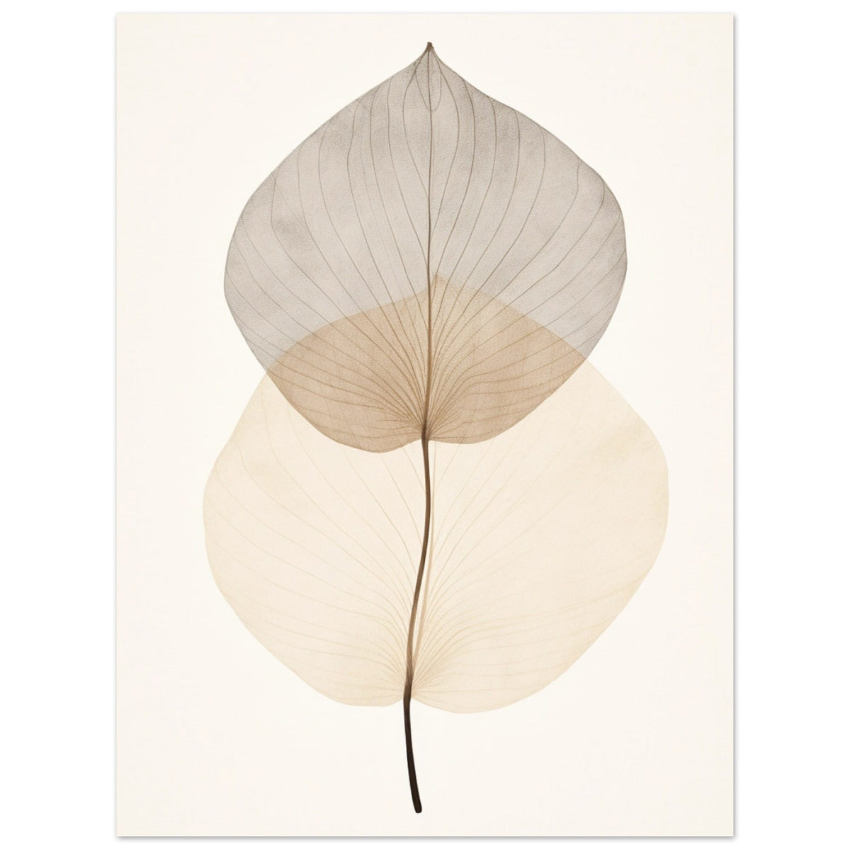Artfulprints Poster Japandi leaf  - 30x40 cm - Taupe