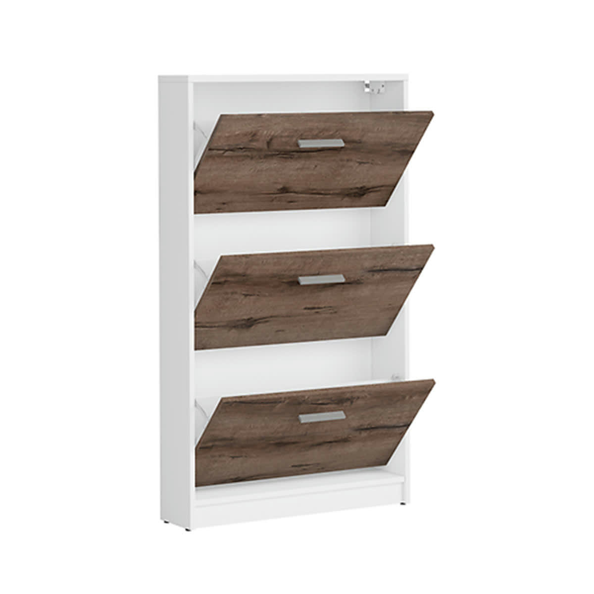 - Meuble chaussures 3 portes stratifiés naturel foncé et blanc