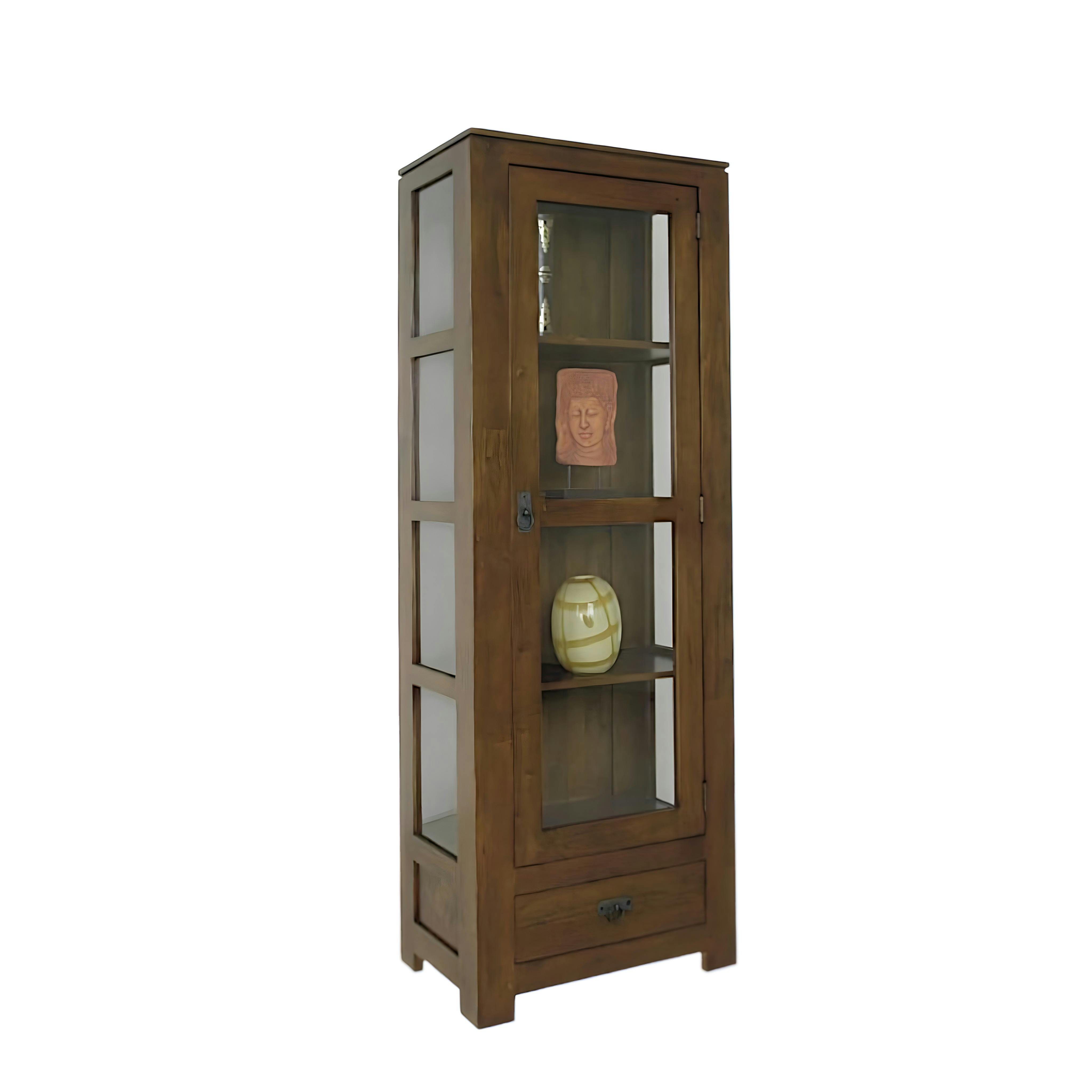 Etagère vitrée hévéa 60x170cm HELENA