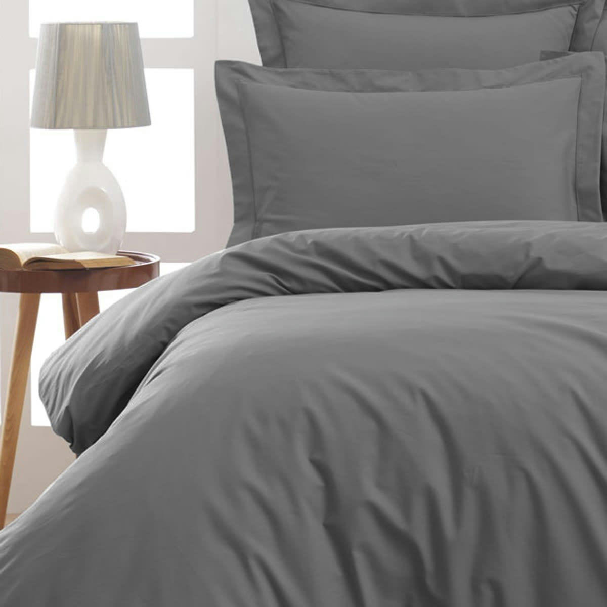 SOFT PERCALE - Drap plat en percale de coton  galet 270x300cm