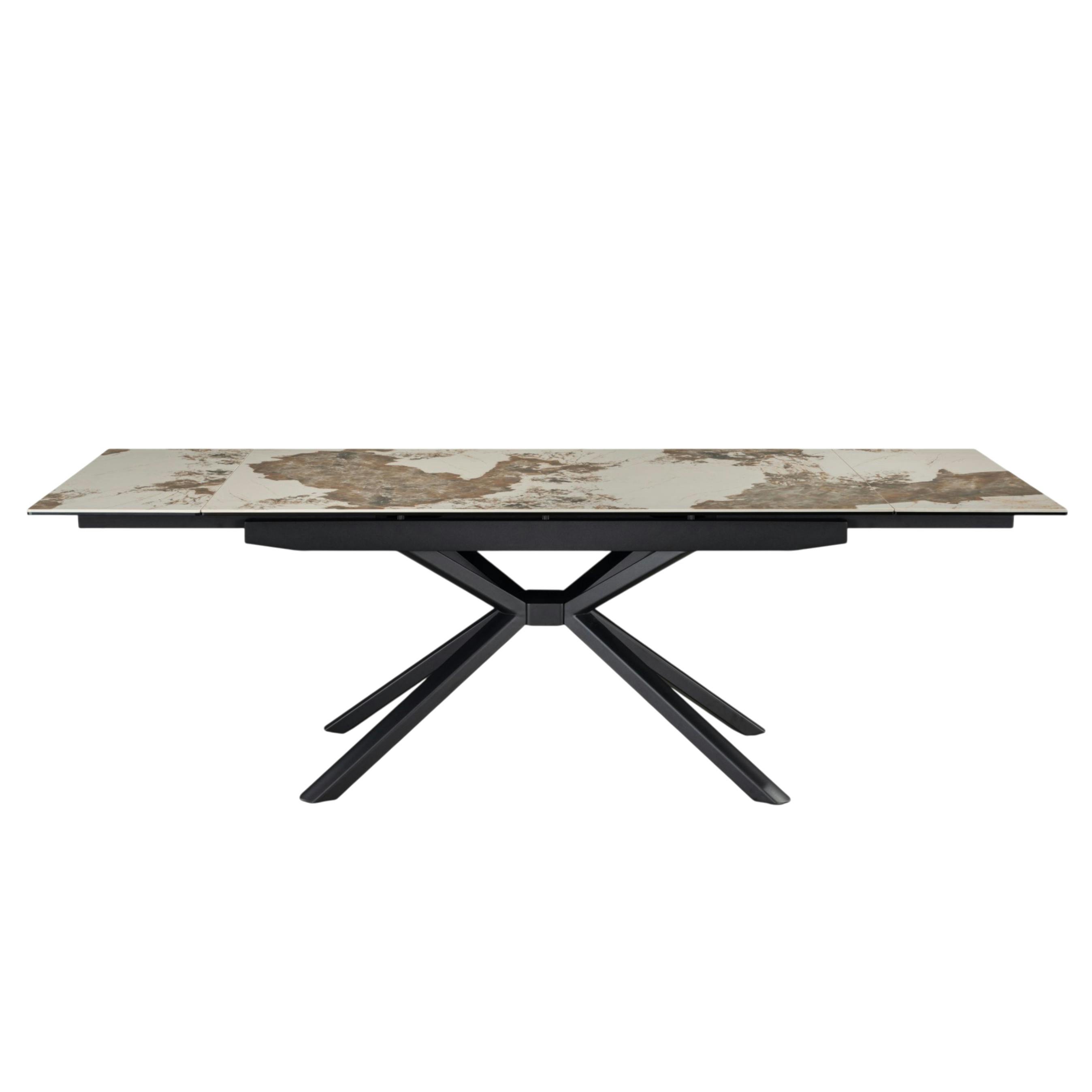 Table extensible en céramique marbrée blanc/brun 160-240 cm ORIS