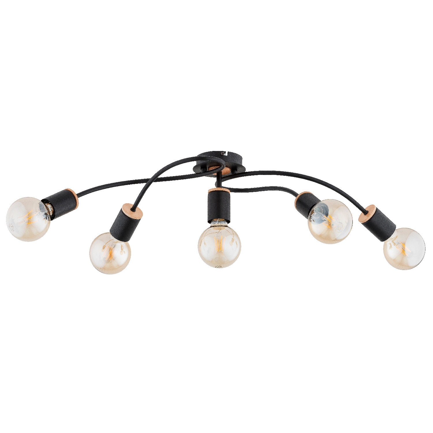 Lampa sufitowa czarna-jasne drewno GERSO 5xE27x15W wym: 17x27x74 cm Alfa