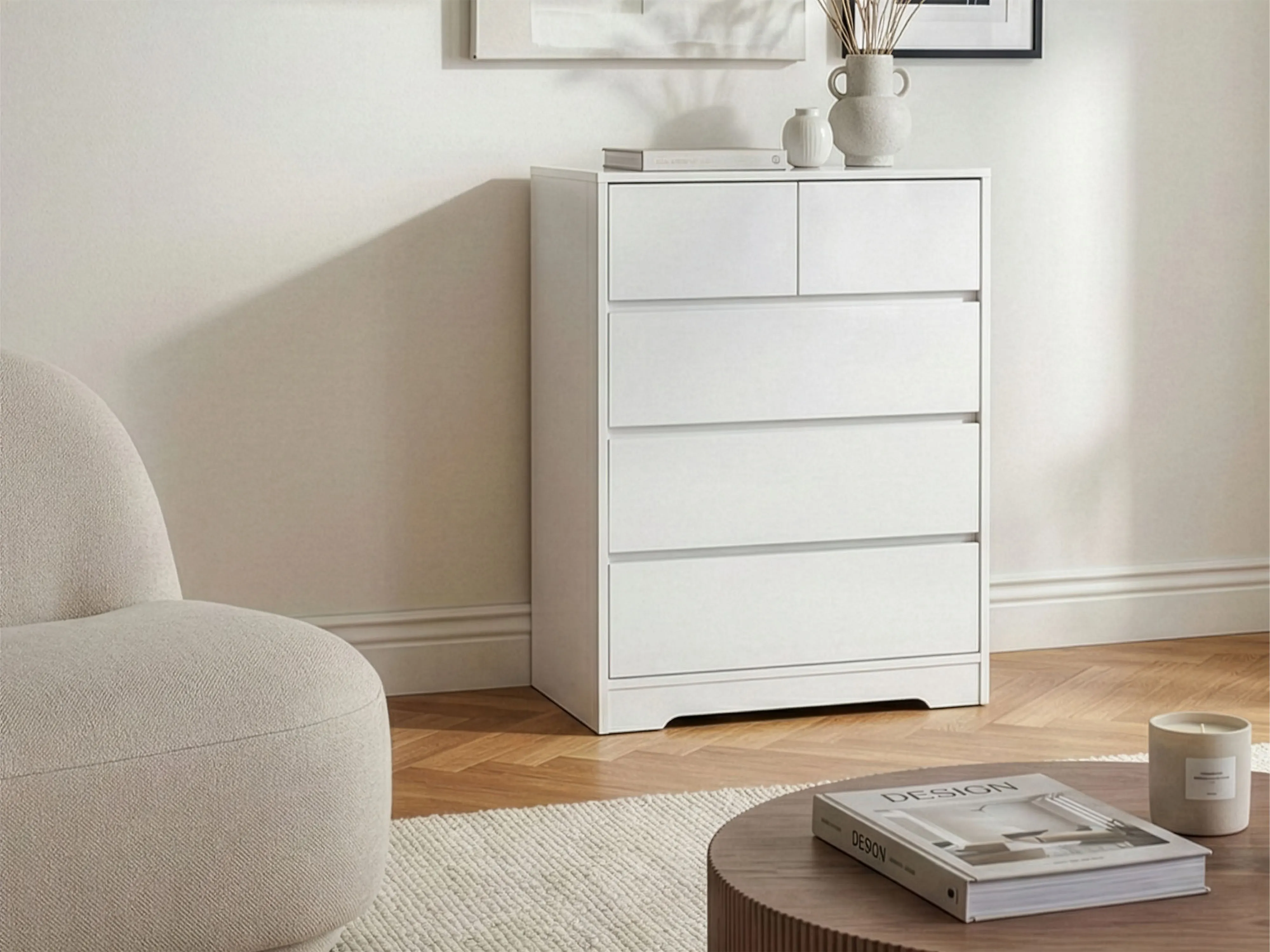 5 Drawer Chest ALBERTA White
